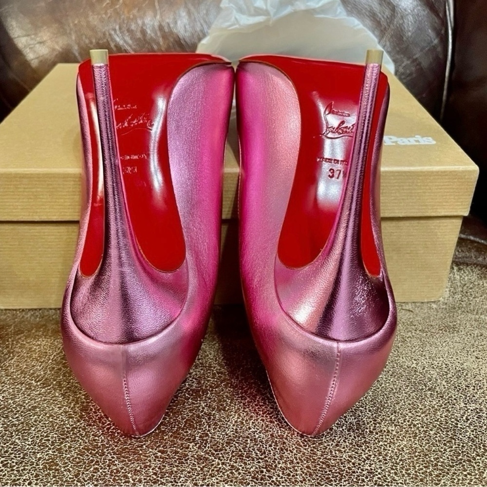 Christian Louboutin HotChick EU37.5 rose gold kid iridescent leather. 100mm - Picture 10 of 10
